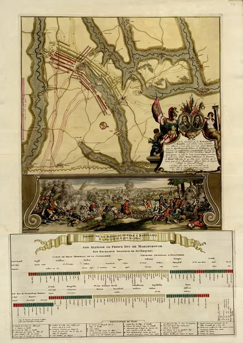 Plan de la situation ou la bataille de Ramillis by Anna Beek, 1709 — digital art print download