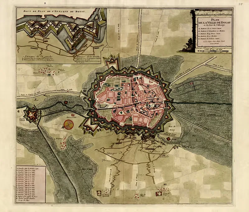 Plan de la ville de Douay by Anna Beek, 1709 — digital art print download