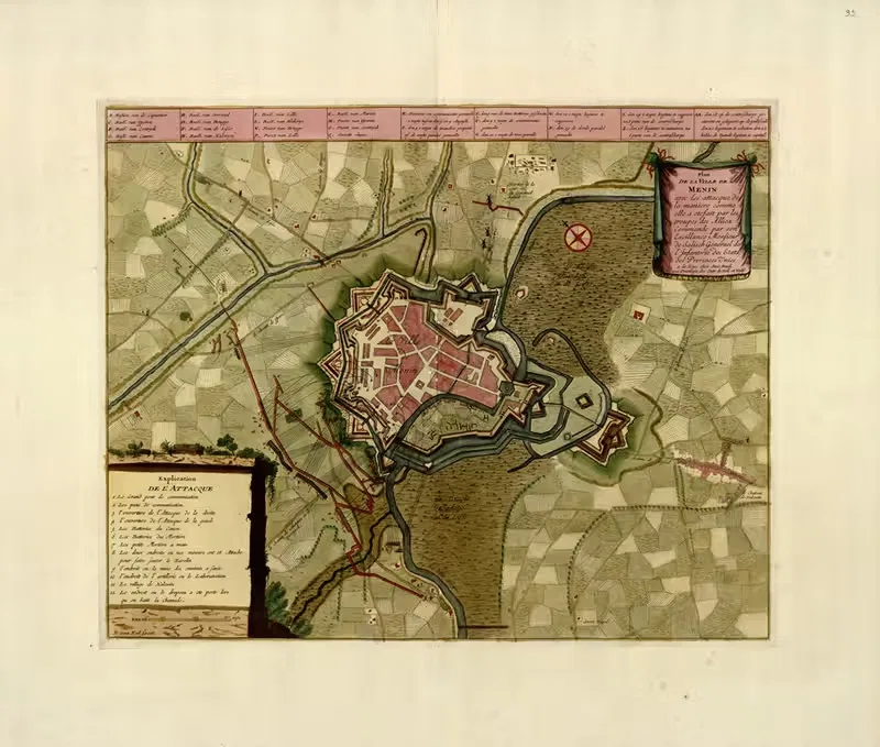 Plan de la ville de Menin by Anna Beek, 1709 — digital art print download