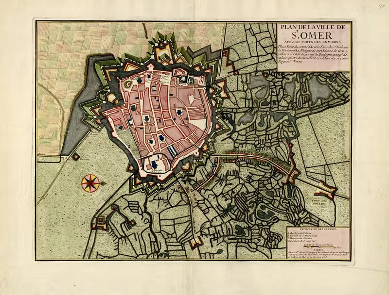 Plan de la ville de St. Omer by Anna Beek, 1709 — digital art print download