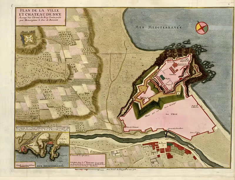 Plan de la ville et chateau de Nice by Anna Beek, 1709 — digital art print download