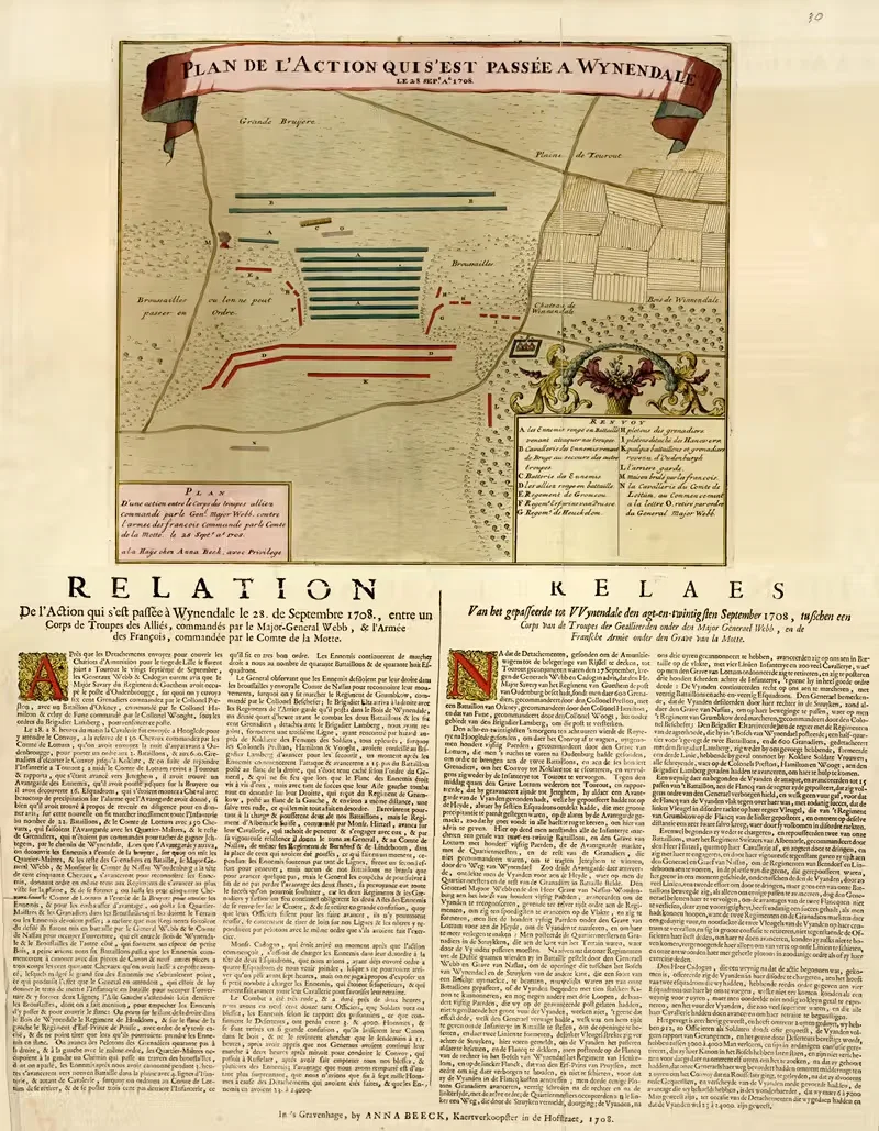 Plan de l'action qui s'est passee a Wynendale by Anna Beek, 1709 — digital art print download