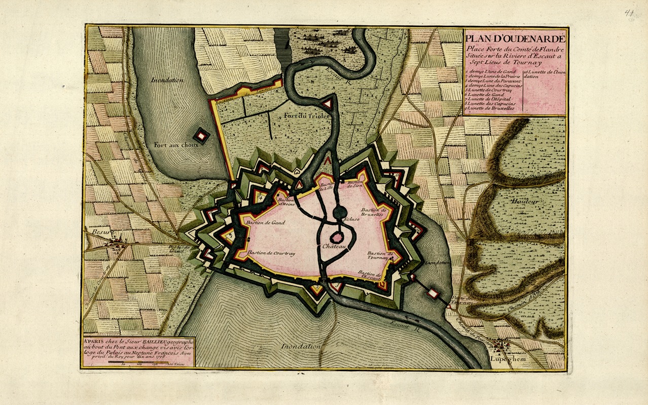 Plan d'Oudenarde by Anna Beek, 1709 — digital art print download