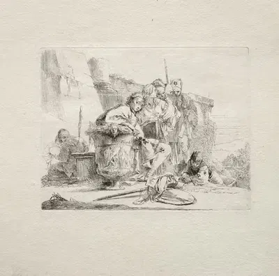 The Young Man Seated, Leaning Against an Urn by Giovanni Battista Tiepolo, 1735–1750 — digital art print download