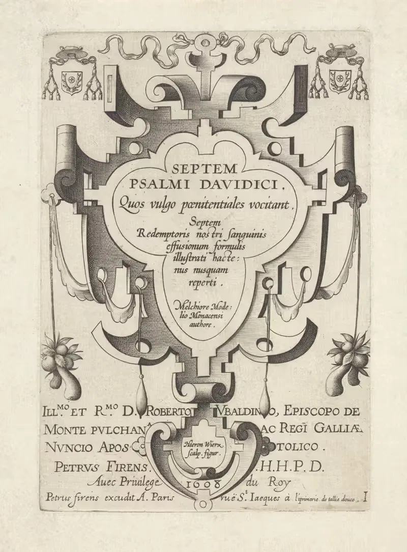 Septem Psalmi Davidici - Title by Hieronymus Wierix, 1608 — digital art print download