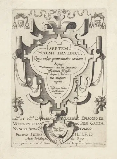 Septem Psalmi Davidici - Title by Hieronymus Wierix, 1608 — digital art print download