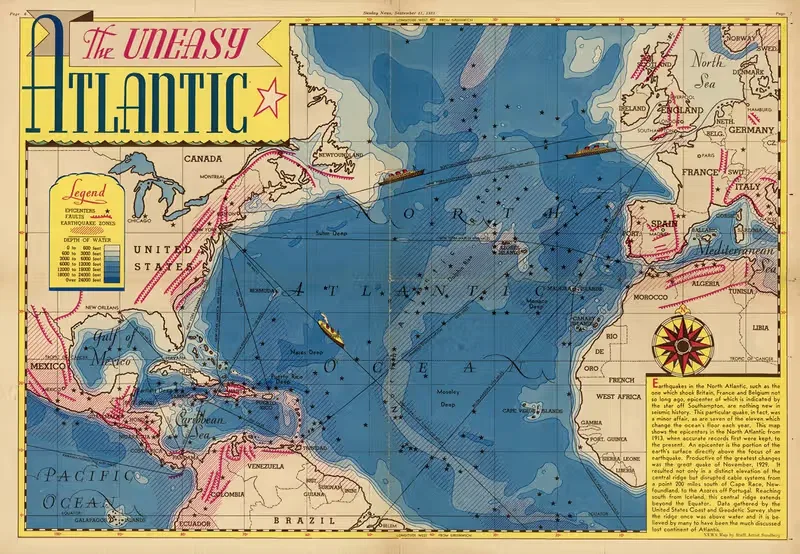 The uneasy Atlantic by Edwin Sundberg, 1938 — digital art print download