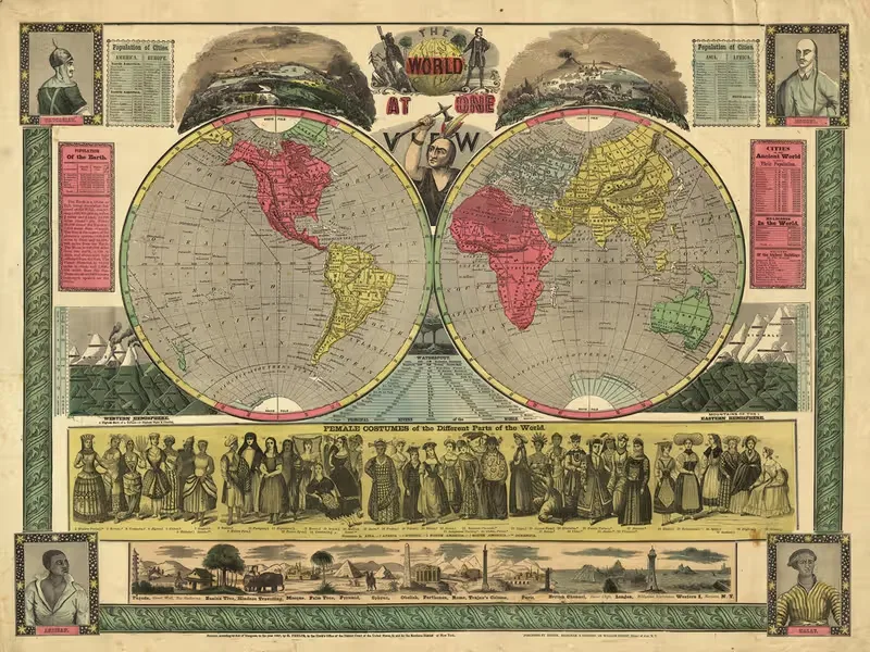 The World At One View. by Энсайн, Бриджман и Фаннинг, 1852 — digital art print download