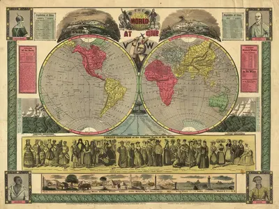 The World At One View. by Энсайн, Бриджман и Фаннинг, 1852 — digital art print download