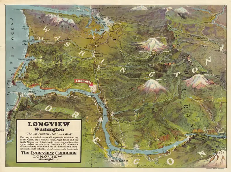 Longview, Washington; the city practical that vision built by Fred A. Routledge, 1923 — digital art print download