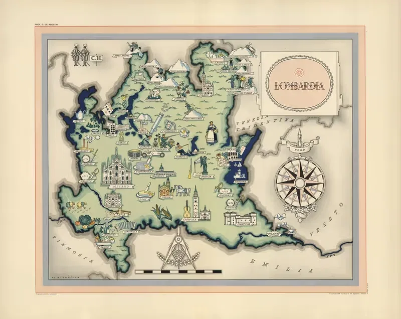 Lombardia by Giovanni De Agostini, 1941 — digital art print download
