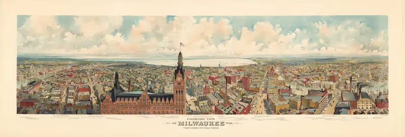 Panoramic view of Milwaukee, Wis. — Gugler Lithographic Co.