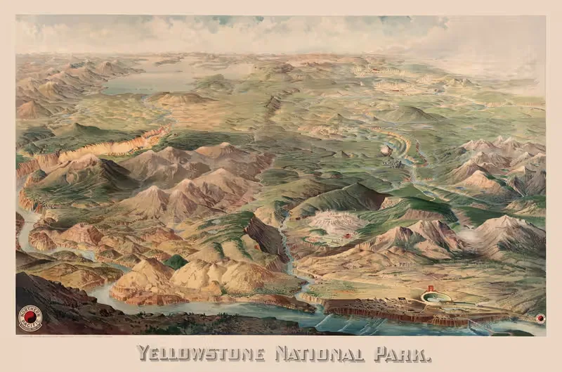 Yellowstone National Park by Henry Wellge, 1904 — digital art print download