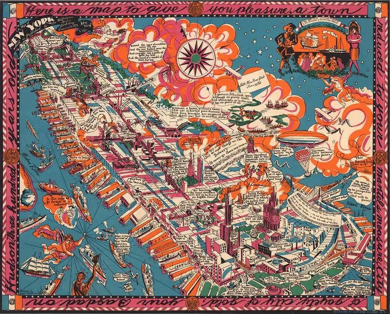 A Map of New York by Joseph B. Platt, 1925 — digital art print download