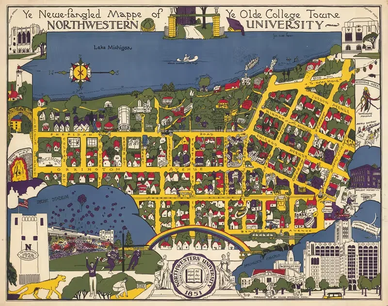 Northwestern University by Lillian McKinstry Fitch, 1927 — digital art print download