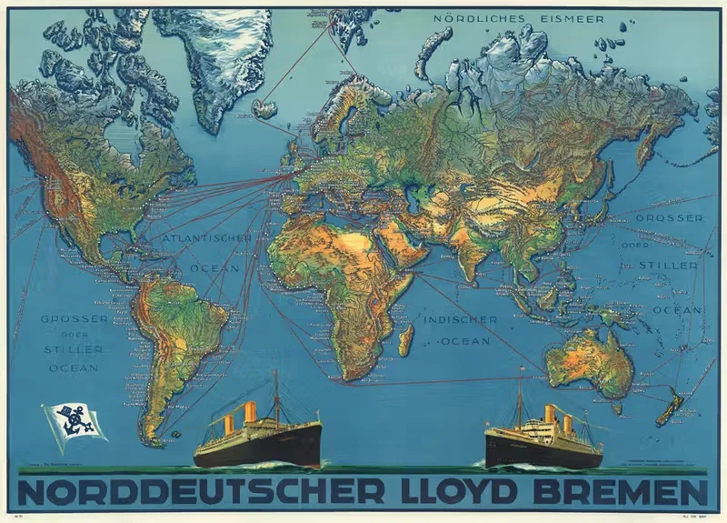 Norddeutscher Lloyd Bremen by Max Brandstrup, 1928 — digital art print download