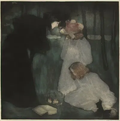 Au jardin, aprés la leçon by Альфред Мюллер, 1899 — digital art print download