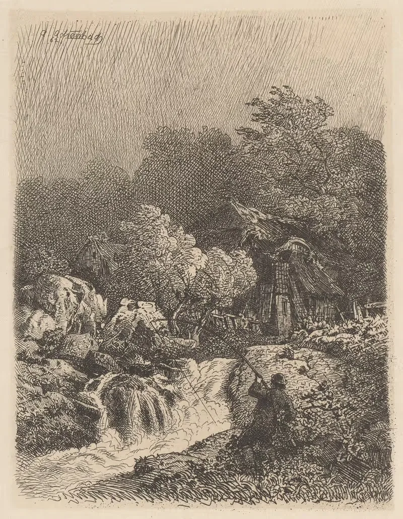 Landscape with a Fisherman by Андреас Ахенбах, 1885 — digital art print download