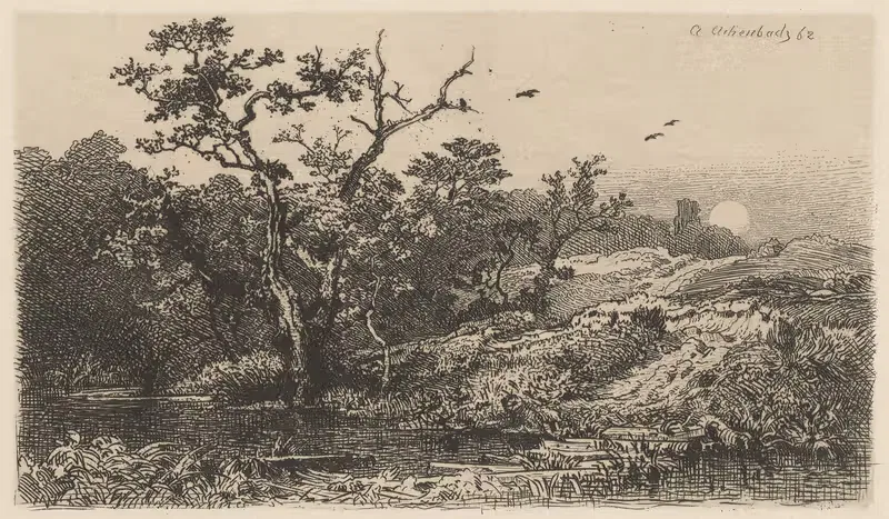Landscape with a Lake by Андреас Ахенбах, 1885 — digital art print download