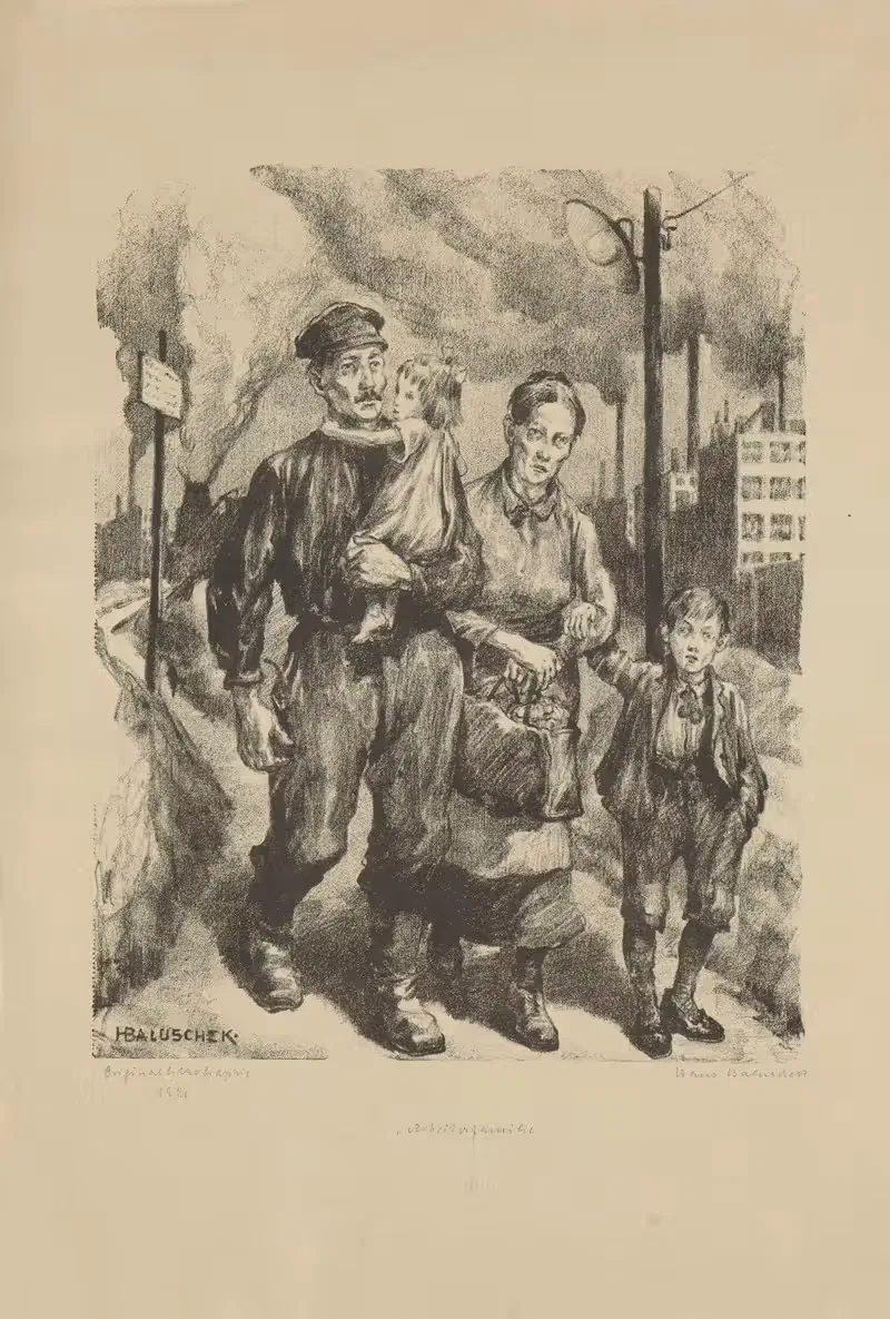 Workers' family by Ганс Балушек, 1920 — digital art print download