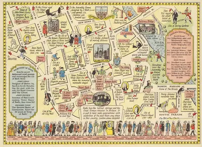 A map of Bath by John Pearson Sayer, 1948 — digital art print download