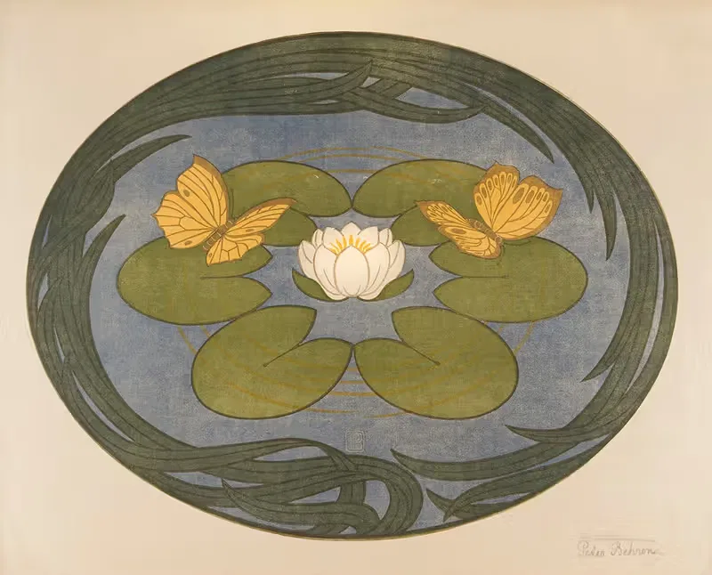 Papillons sur nénuphars by Peter Behrens, 1899 — digital art print download