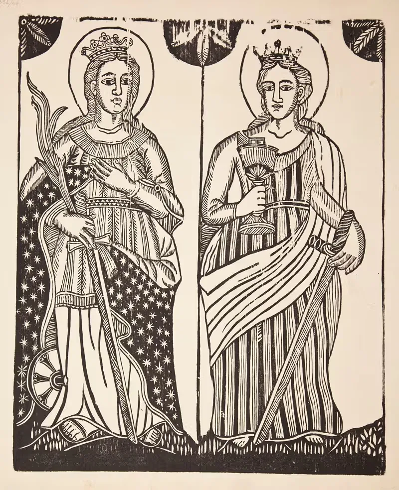 Saint Catherine and Saint Barbara by Zygmunt Łazarski, 1921 — digital art print download