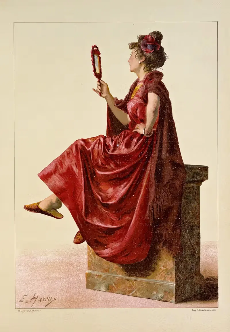 Étude des tons rouges - Femme drapée — Ernest Hareux