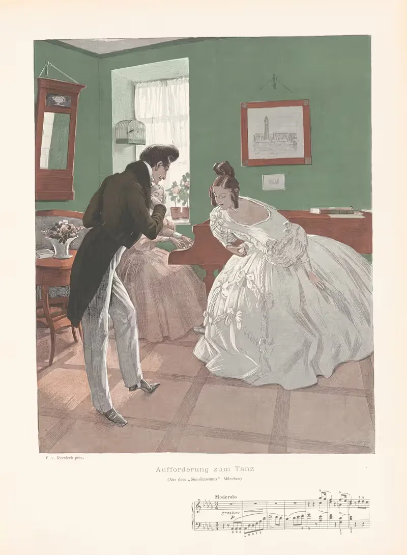 Aufforderung zum Tanz by Фердинанд Фрайхерр фон Резницек, 1906 — digital art print download