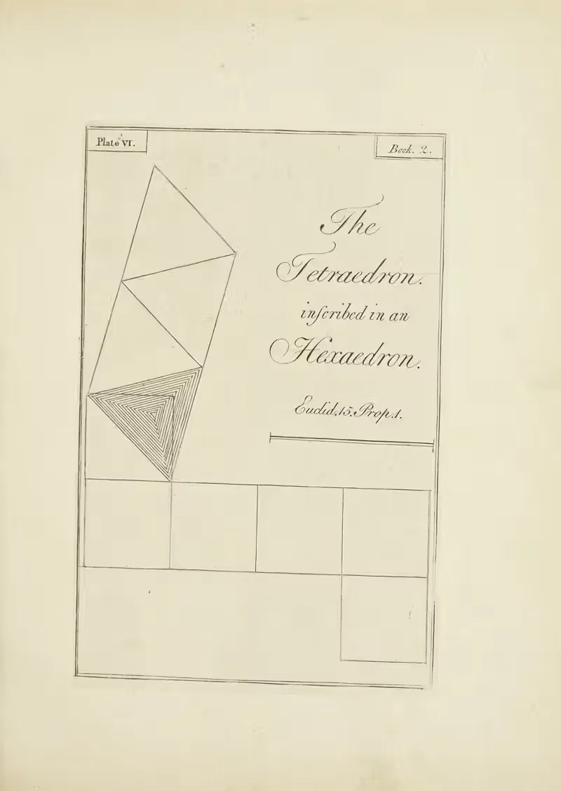 The Tetraedron inscribed in a Hexaedron by John Lodge Cowley, 1765 — digital art print download