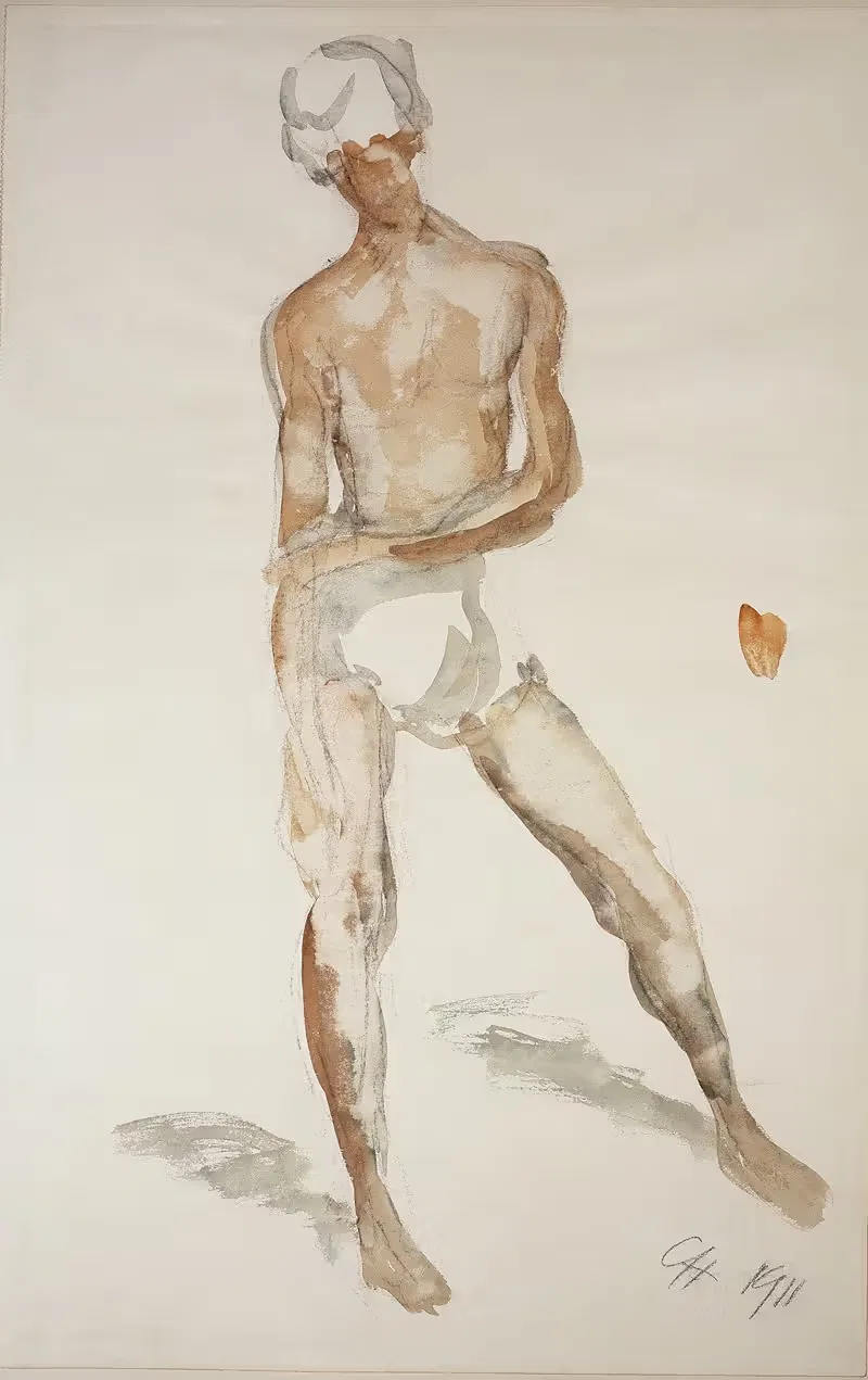 Halbnackter Nubier, ganze Figur by Карл Хофер, 1911 — digital art print download