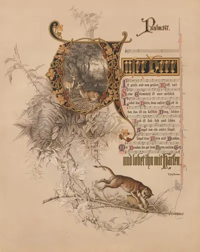 Unser Herr ist gross und von grosser Kraft by Lith. Breidenbach & Co., 1880 — digital art print download
