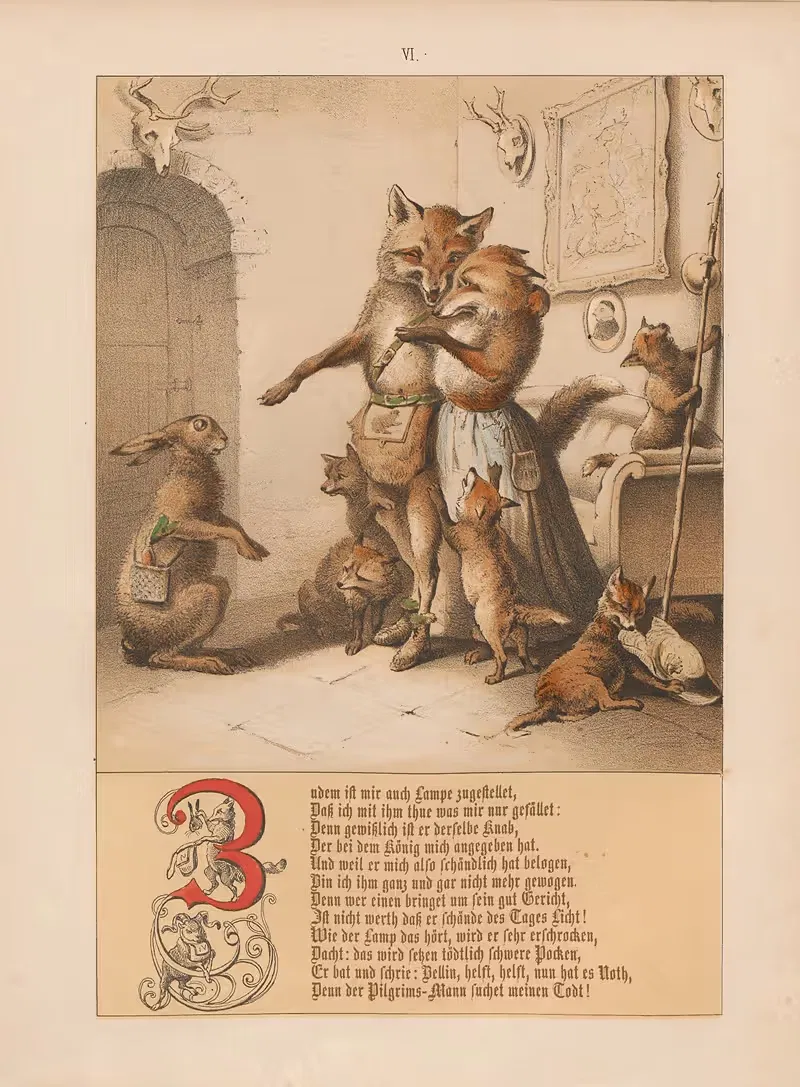Reinke Fuchs Pl.07 by Ludwig Beckmann, 1856 — digital art print download