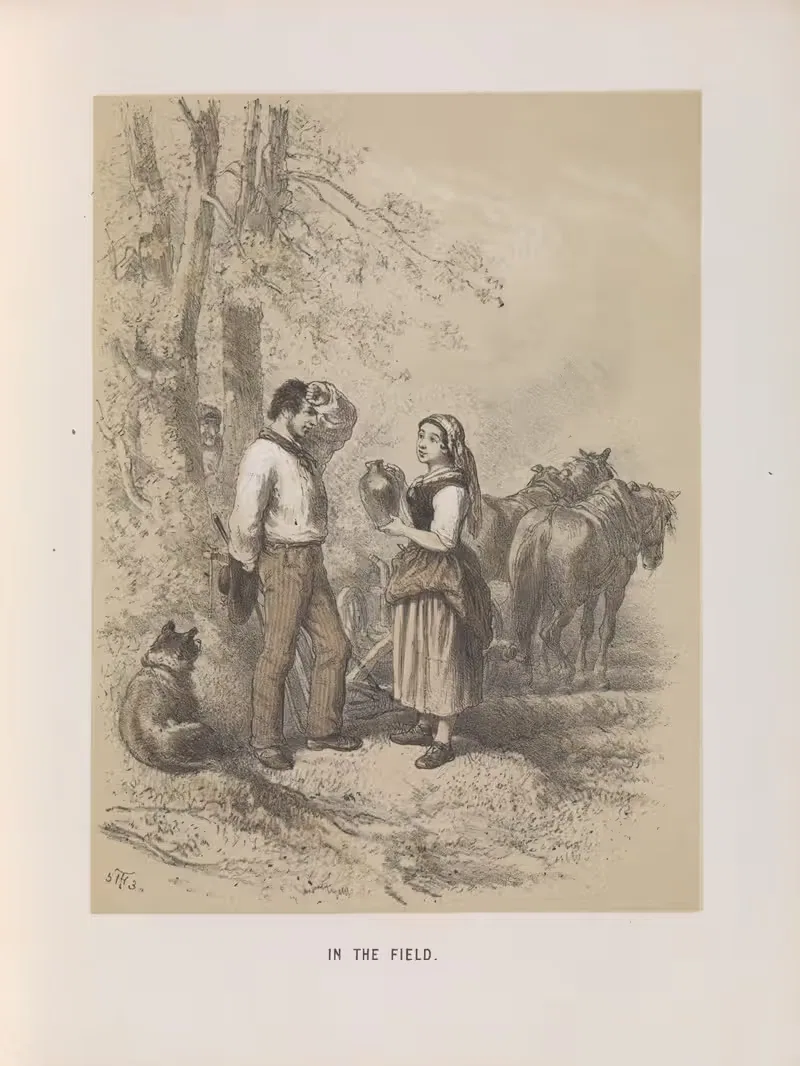 In the Fields - Th. Hosemann by Mary Botham Howitt, 1854 — digital art print download
