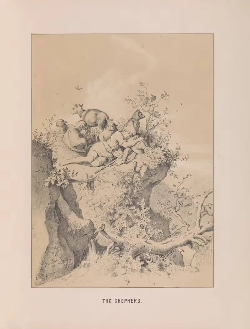 The Shepherd - L. Richter by Mary Botham Howitt, 1854 — digital art print download