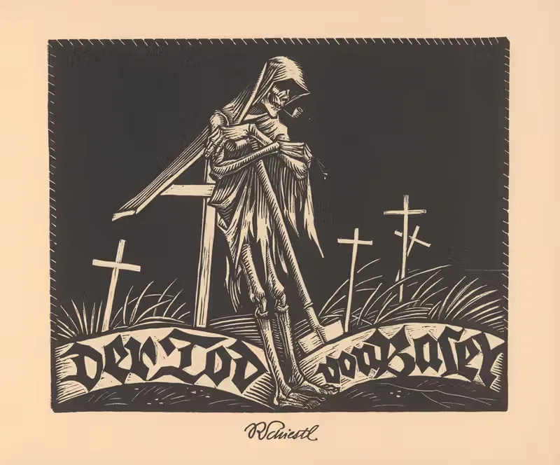 Der Tod von Basel - Title page by Rudolf Schiestl, 1924 — digital art print download