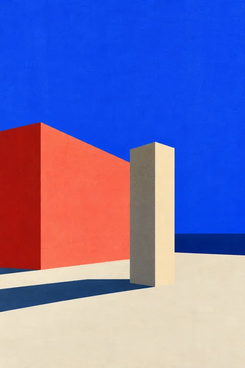 A Red Pavilion by the Sea