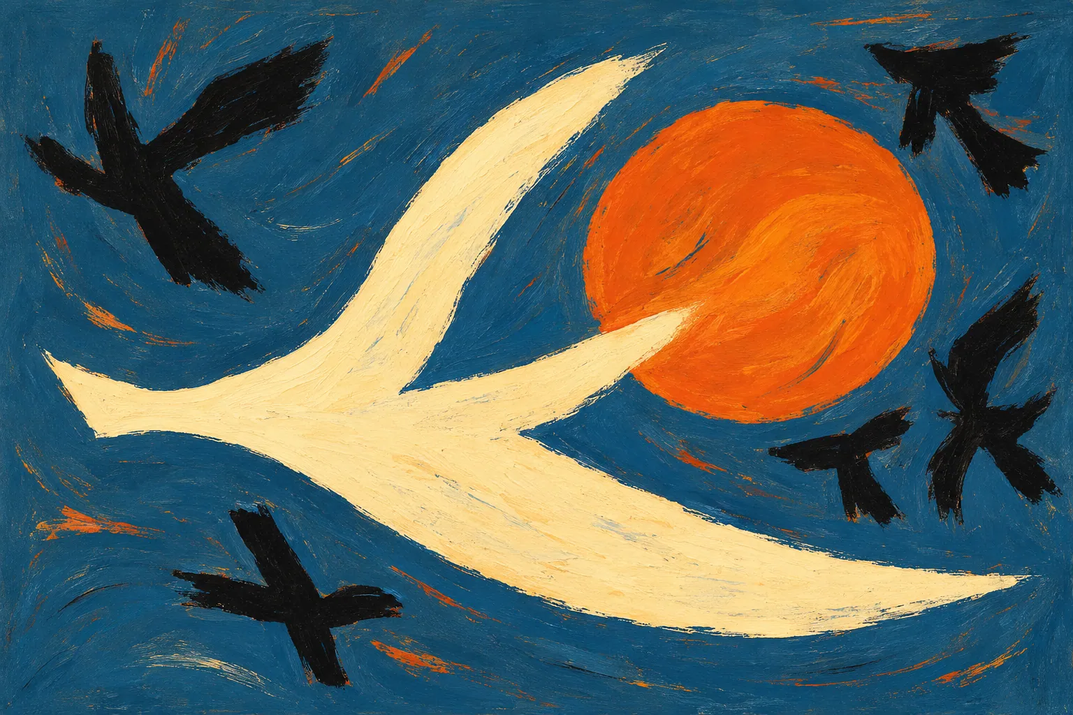 Birds around the Setting Sun