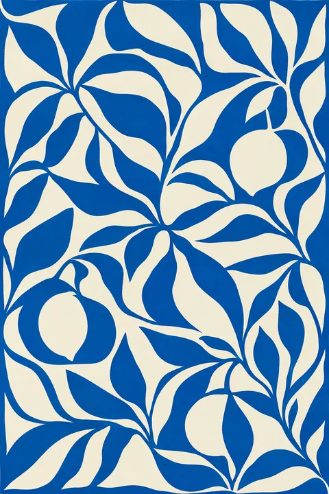 Blue and White Leaf Pattern