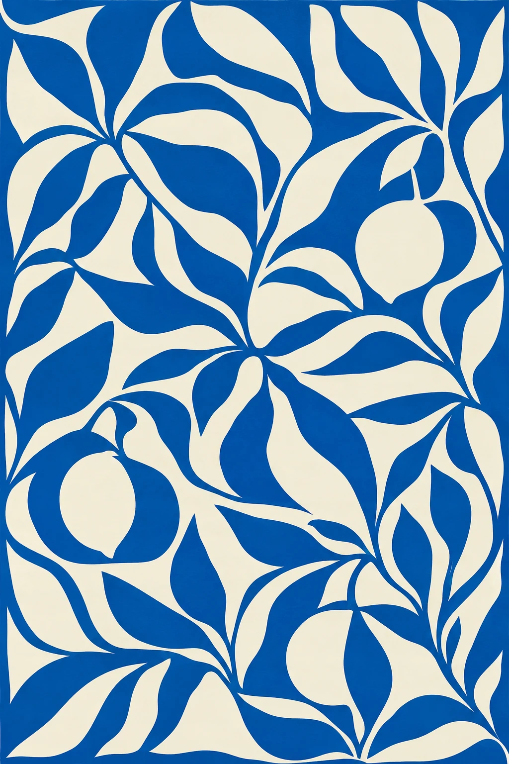 Blue and White Leaf Pattern