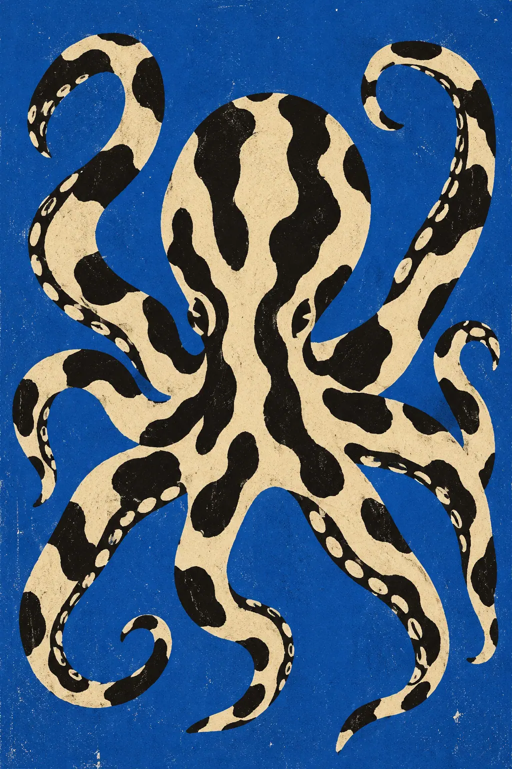 Calico Octopus on Blue