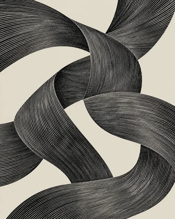 Charcoal Ribbons in Motion