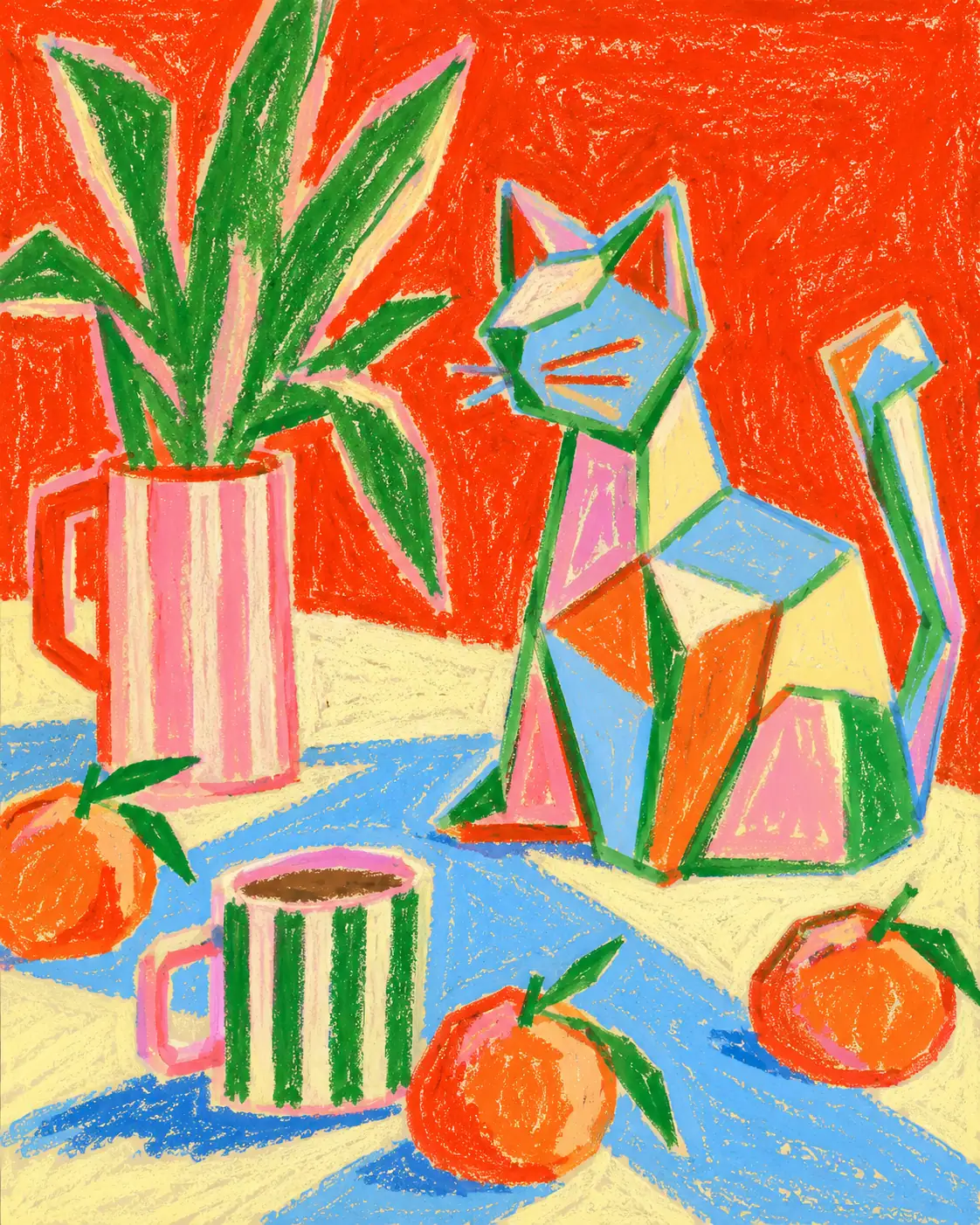 Clementines with a Blue Cat