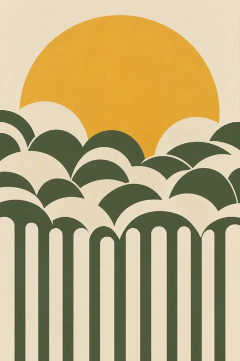 Golden Sun over Green Waves