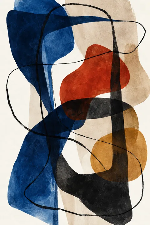 Interlaced Blue and Rust Forms