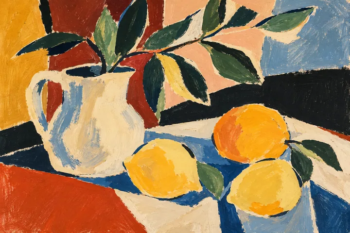 Lemons and Pitcher on a Sunlit Table