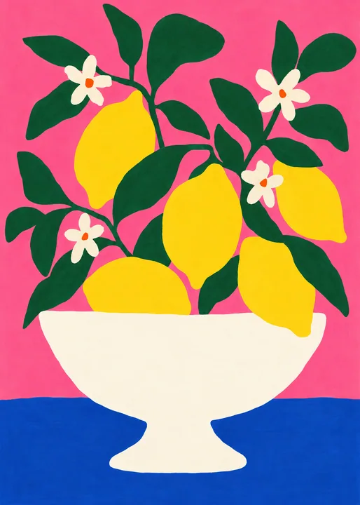 Lemons in a White Bowl