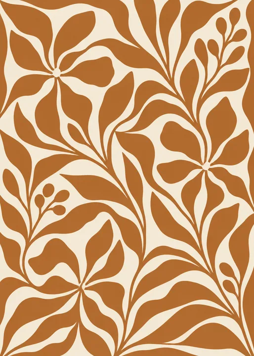 Ochre Botanical Pattern