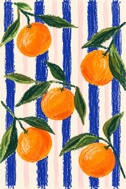 Oranges on Blue Stripes