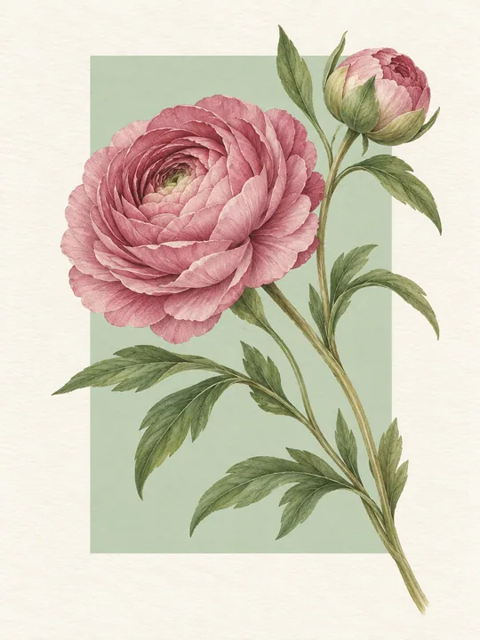 Pink Ranunculus in Bloom